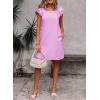 imageFalechay Womens Summer Dresses Bow Tie Back Sundresses for Women Ruffle Short Sleeve Dress Casual Cute Sundress with PocketsMauve Purple