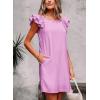 imageFalechay Womens Summer Dresses Bow Tie Back Sundresses for Women Ruffle Short Sleeve Dress Casual Cute Sundress with PocketsMauve Purple