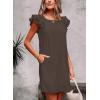 imageFalechay Womens Summer Dresses Bow Tie Back Sundresses for Women Ruffle Short Sleeve Dress Casual Cute Sundress with PocketsMocha