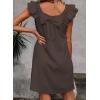 imageFalechay Womens Summer Dresses Bow Tie Back Sundresses for Women Ruffle Short Sleeve Dress Casual Cute Sundress with PocketsMocha