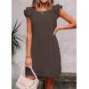 imageFalechay Womens Summer Dresses Bow Tie Back Sundresses for Women Ruffle Short Sleeve Dress Casual Cute Sundress with PocketsMocha