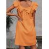 imageFalechay Womens Summer Dresses Bow Tie Back Sundresses for Women Ruffle Short Sleeve Dress Casual Cute Sundress with PocketsOrange