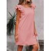 imageFalechay Womens Summer Dresses Bow Tie Back Sundresses for Women Ruffle Short Sleeve Dress Casual Cute Sundress with PocketsPeach Pink