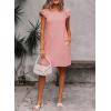 imageFalechay Womens Summer Dresses Bow Tie Back Sundresses for Women Ruffle Short Sleeve Dress Casual Cute Sundress with PocketsPeach Pink