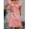 imageFalechay Womens Summer Dresses Bow Tie Back Sundresses for Women Ruffle Short Sleeve Dress Casual Cute Sundress with PocketsPeach Pink