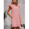 imageFalechay Womens Summer Dresses Bow Tie Back Sundresses for Women Ruffle Short Sleeve Dress Casual Cute Sundress with PocketsPeach Pink