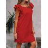 imageFalechay Womens Summer Dresses Bow Tie Back Sundresses for Women Ruffle Short Sleeve Dress Casual Cute Sundress with PocketsRed