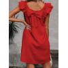 imageFalechay Womens Summer Dresses Bow Tie Back Sundresses for Women Ruffle Short Sleeve Dress Casual Cute Sundress with PocketsRed