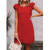 imageFalechay Womens Summer Dresses Bow Tie Back Sundresses for Women Ruffle Short Sleeve Dress Casual Cute Sundress with PocketsRed