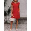 imageFalechay Womens Summer Dresses Bow Tie Back Sundresses for Women Ruffle Short Sleeve Dress Casual Cute Sundress with PocketsRed