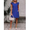 imageFalechay Womens Summer Dresses Bow Tie Back Sundresses for Women Ruffle Short Sleeve Dress Casual Cute Sundress with PocketsRoyal Blue