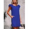 imageFalechay Womens Summer Dresses Bow Tie Back Sundresses for Women Ruffle Short Sleeve Dress Casual Cute Sundress with PocketsRoyal Blue
