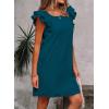 imageFalechay Womens Summer Dresses Bow Tie Back Sundresses for Women Ruffle Short Sleeve Dress Casual Cute Sundress with PocketsTeal