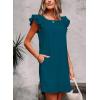 imageFalechay Womens Summer Dresses Bow Tie Back Sundresses for Women Ruffle Short Sleeve Dress Casual Cute Sundress with PocketsTeal