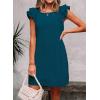 imageFalechay Womens Summer Dresses Bow Tie Back Sundresses for Women Ruffle Short Sleeve Dress Casual Cute Sundress with PocketsTeal