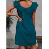 imageFalechay Womens Summer Dresses Bow Tie Back Sundresses for Women Ruffle Short Sleeve Dress Casual Cute Sundress with PocketsTeal