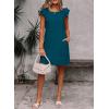 imageFalechay Womens Summer Dresses Bow Tie Back Sundresses for Women Ruffle Short Sleeve Dress Casual Cute Sundress with PocketsTeal