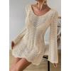 imageFalechay Womens Swimsuit Cover Up Long Sleeve Crochet Bathing Suit Mesh Backless Cover Ups Summer Beach Vacation Outfits 2026Apricot