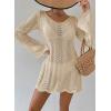 imageFalechay Womens Swimsuit Cover Up Long Sleeve Crochet Bathing Suit Mesh Backless Cover Ups Summer Beach Vacation Outfits 2026Apricot