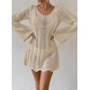 imageFalechay Womens Swimsuit Cover Up Long Sleeve Crochet Bathing Suit Mesh Backless Cover Ups Summer Beach Vacation Outfits 2026Apricot