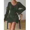 imageFalechay Womens Swimsuit Cover Up Long Sleeve Crochet Bathing Suit Mesh Backless Cover Ups Summer Beach Vacation Outfits 2026Army Green