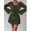 imageFalechay Womens Swimsuit Cover Up Long Sleeve Crochet Bathing Suit Mesh Backless Cover Ups Summer Beach Vacation Outfits 2026Army Green