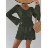 imageFalechay Womens Swimsuit Cover Up Long Sleeve Crochet Bathing Suit Mesh Backless Cover Ups Summer Beach Vacation Outfits 2026Army Green