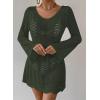 imageFalechay Womens Swimsuit Cover Up Long Sleeve Crochet Bathing Suit Mesh Backless Cover Ups Summer Beach Vacation Outfits 2026Army Green