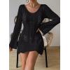 imageFalechay Womens Swimsuit Cover Up Long Sleeve Crochet Bathing Suit Mesh Backless Cover Ups Summer Beach Vacation Outfits 2026Black