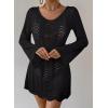 imageFalechay Womens Swimsuit Cover Up Long Sleeve Crochet Bathing Suit Mesh Backless Cover Ups Summer Beach Vacation Outfits 2026Black
