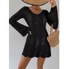 imageFalechay Womens Swimsuit Cover Up Long Sleeve Crochet Bathing Suit Mesh Backless Cover Ups Summer Beach Vacation Outfits 2026Black