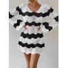 imageFalechay Womens Swimsuit Cover Up Long Sleeve Crochet Bathing Suit Mesh Backless Cover Ups Summer Beach Vacation Outfits 2026Black White Stripe