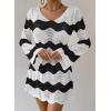 imageFalechay Womens Swimsuit Cover Up Long Sleeve Crochet Bathing Suit Mesh Backless Cover Ups Summer Beach Vacation Outfits 2026Black White Stripe