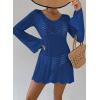 imageFalechay Womens Swimsuit Cover Up Long Sleeve Crochet Bathing Suit Mesh Backless Cover Ups Summer Beach Vacation Outfits 2026Blue
