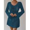 imageFalechay Womens Swimsuit Cover Up Long Sleeve Crochet Bathing Suit Mesh Backless Cover Ups Summer Beach Vacation Outfits 2026Cyan