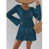 imageFalechay Womens Swimsuit Cover Up Long Sleeve Crochet Bathing Suit Mesh Backless Cover Ups Summer Beach Vacation Outfits 2026Cyan