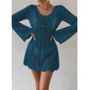 imageFalechay Womens Swimsuit Cover Up Long Sleeve Crochet Bathing Suit Mesh Backless Cover Ups Summer Beach Vacation Outfits 2026Cyan