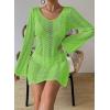 imageFalechay Womens Swimsuit Cover Up Long Sleeve Crochet Bathing Suit Mesh Backless Cover Ups Summer Beach Vacation Outfits 2026Green