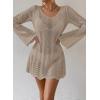 imageFalechay Womens Swimsuit Cover Up Long Sleeve Crochet Bathing Suit Mesh Backless Cover Ups Summer Beach Vacation Outfits 2026Khaki