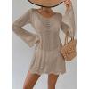 imageFalechay Womens Swimsuit Cover Up Long Sleeve Crochet Bathing Suit Mesh Backless Cover Ups Summer Beach Vacation Outfits 2026Khaki