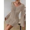 imageFalechay Womens Swimsuit Cover Up Long Sleeve Crochet Bathing Suit Mesh Backless Cover Ups Summer Beach Vacation Outfits 2026Khaki