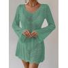 imageFalechay Womens Swimsuit Cover Up Long Sleeve Crochet Bathing Suit Mesh Backless Cover Ups Summer Beach Vacation Outfits 2026Light Green