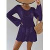 imageFalechay Womens Swimsuit Cover Up Long Sleeve Crochet Bathing Suit Mesh Backless Cover Ups Summer Beach Vacation Outfits 2026Navy Blue