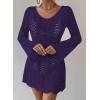 imageFalechay Womens Swimsuit Cover Up Long Sleeve Crochet Bathing Suit Mesh Backless Cover Ups Summer Beach Vacation Outfits 2026Navy Blue