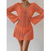 imageFalechay Womens Swimsuit Cover Up Long Sleeve Crochet Bathing Suit Mesh Backless Cover Ups Summer Beach Vacation Outfits 2026Orange