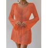imageFalechay Womens Swimsuit Cover Up Long Sleeve Crochet Bathing Suit Mesh Backless Cover Ups Summer Beach Vacation Outfits 2026Orange