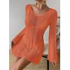 imageFalechay Womens Swimsuit Cover Up Long Sleeve Crochet Bathing Suit Mesh Backless Cover Ups Summer Beach Vacation Outfits 2026Orange