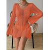 imageFalechay Womens Swimsuit Cover Up Long Sleeve Crochet Bathing Suit Mesh Backless Cover Ups Summer Beach Vacation Outfits 2026Orange
