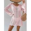 imageFalechay Womens Swimsuit Cover Up Long Sleeve Crochet Bathing Suit Mesh Backless Cover Ups Summer Beach Vacation Outfits 2026Pink
