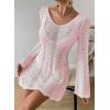 imageFalechay Womens Swimsuit Cover Up Long Sleeve Crochet Bathing Suit Mesh Backless Cover Ups Summer Beach Vacation Outfits 2026Pink